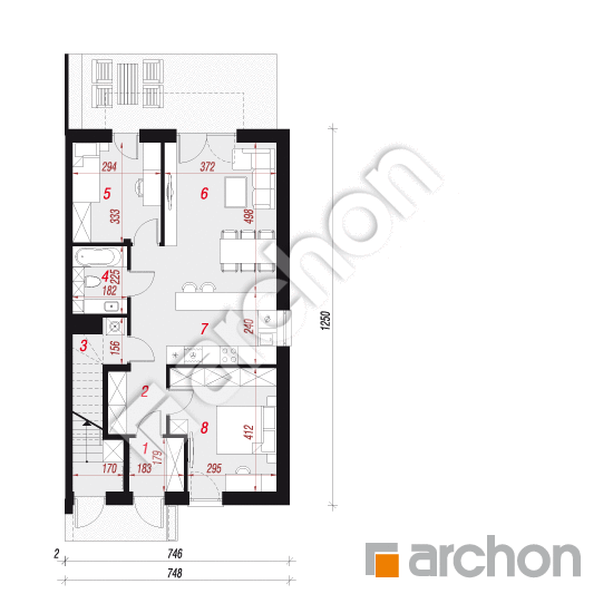 Проект дома ARCHON+ Дом в фиалках 2 (Р2Б) вер.3 План першого поверху