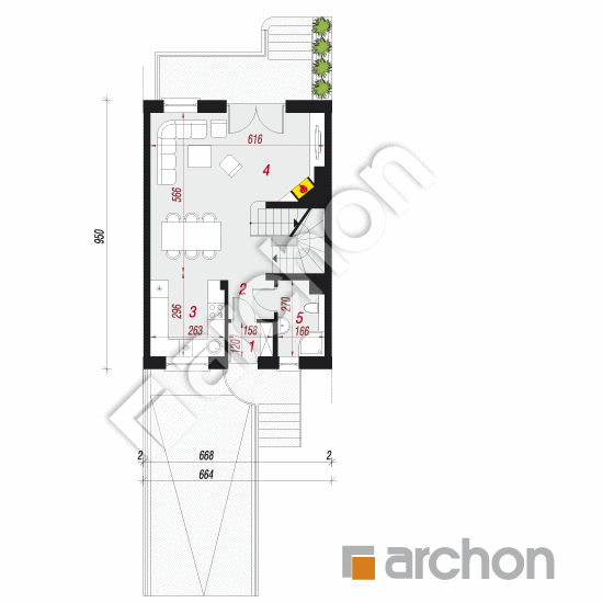 Проект дома ARCHON+ Дом в цикламенах 4 (ПС) вер. 3 План першого поверху