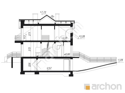 Проект дома ARCHON+ Дом в цикламенах 4 (ПС) вер. 3 Розріз будинку