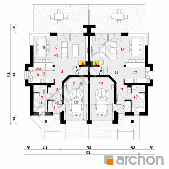 Проект будинку ARCHON+ Вілла Юлія (Р2А) План першого поверху
