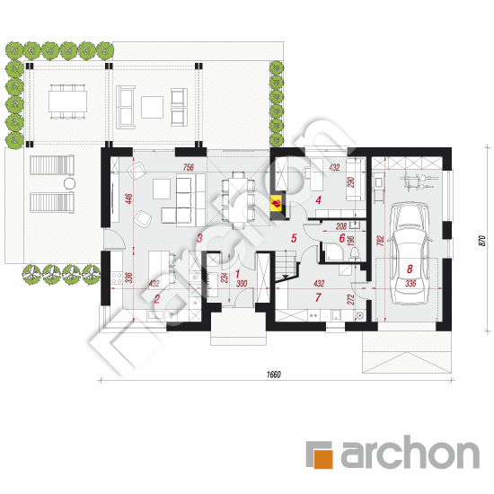 Проект дома ARCHON+ Дом в силене (Г) План першого поверху