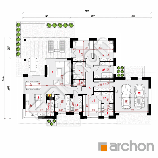 Проект дома ARCHON+ Дом в подснежниках 7 (Г2) План першого поверху