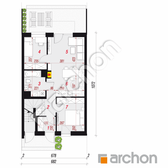 Проект будинку ARCHON+ Будинок в фіалках (Р2С) вер.2 План першого поверху