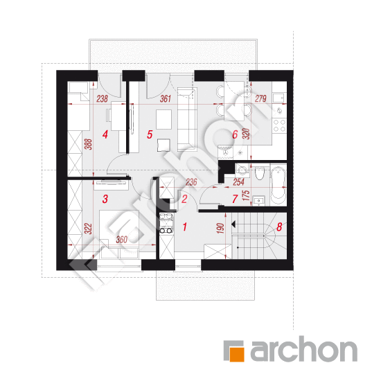 Проєкт будинку ARCHON+ Будинок в пілеях (Р2БЕ) вер.3 План мансандри