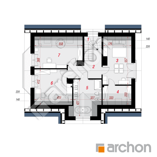 Проект будинку ARCHON+ Будинок в сапфірах вер.2 План мансандри