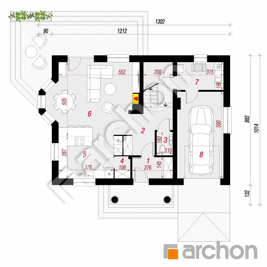 Проект будинку ARCHON+ Будинок в сапфірах вер.2 План першого поверху