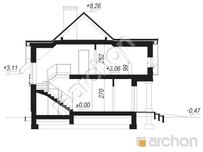 Проект дома ARCHON+ Дом в сапфирах вер.2 Розріз будинку