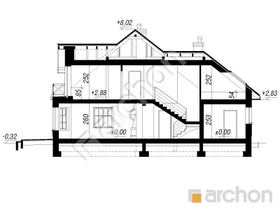 Проєкт будинку ARCHON+ Будинок в зірках (Г2) вер.2 Розріз будинку