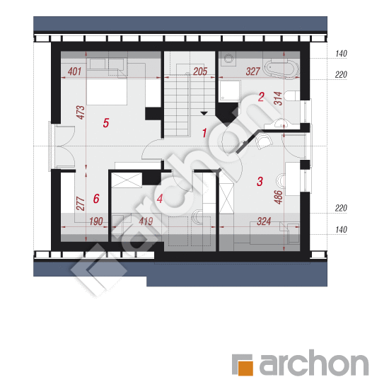 Проект дома ARCHON+ Дом в люцерне 4 вер.2 План мансандри