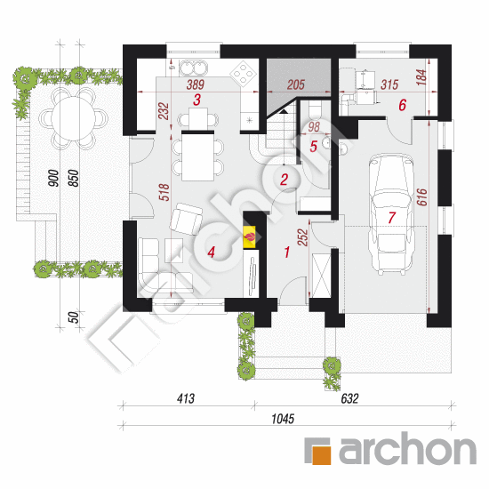 Проект будинку ARCHON+ Будинок в люцерні 4 вер.2 План першого поверху