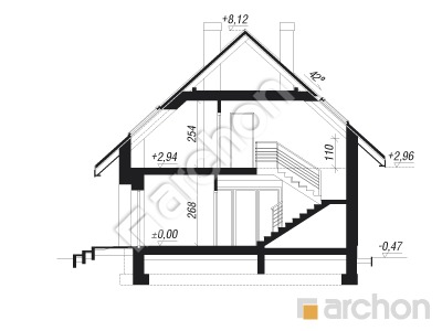 Проєкт будинку ARCHON+ Будинок в люцерні 4 вер.2 Розріз будинку
