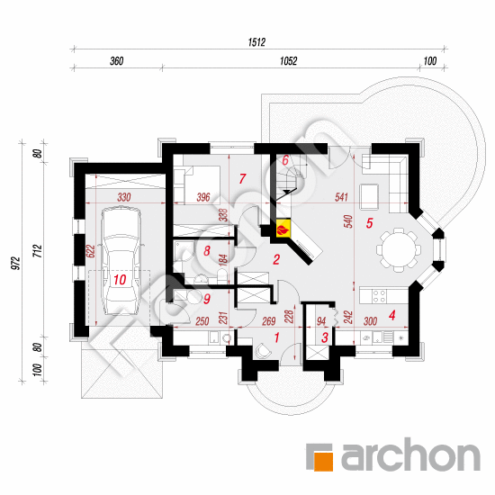Проект дома ARCHON+ Дом в лотосах (Г) вер.2 План першого поверху