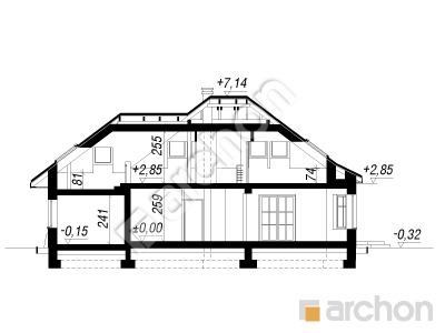 Проєкт будинку ARCHON+ Будинок в лотосах (Г) вер.2 Розріз будинку