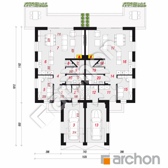 Проект будинку ARCHON+ Будинок в клематисах 6 (Р2) План першого поверху