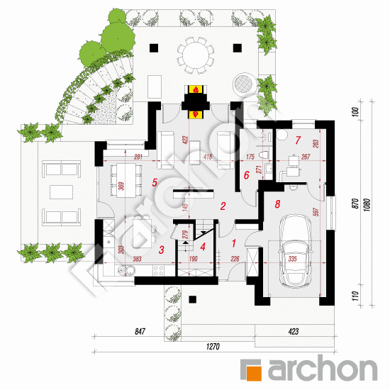 Проект будинку ARCHON+ Будинок в брунерах План першого поверху