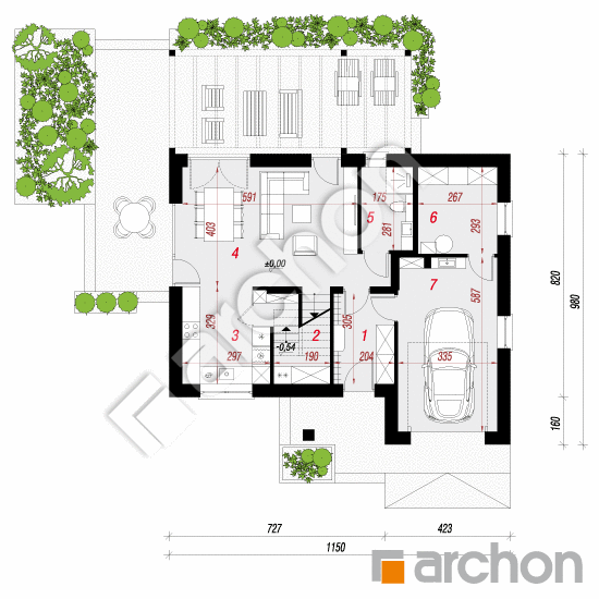 Проект дома ARCHON+ Дом в журавках 12 (Г) План першого поверху