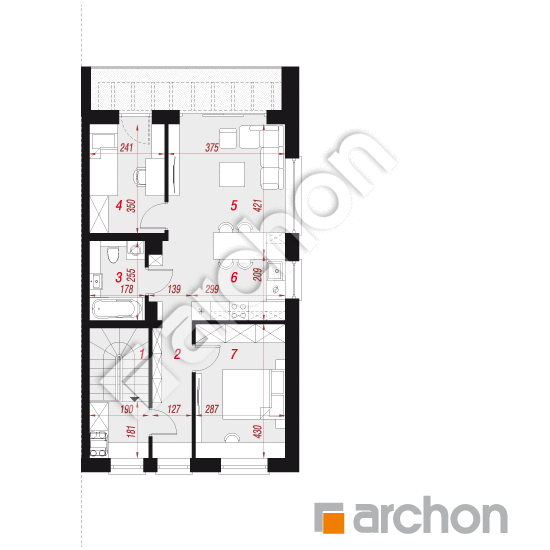 Проект дома ARCHON+ Дом в фиалках 6 (Р2БЕ) вер.2 План першого поверху