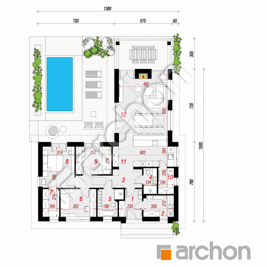 Проект будинку ARCHON+ Будинок в мажанках 4 План першого поверху