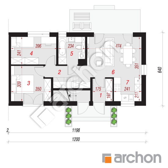Проект будинку ARCHON+ Будинок в іберійках (Р2Б) План першого поверху