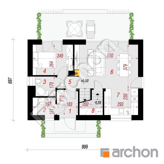 Проект будинку ARCHON+ Будинок в іберійках 4 План першого поверху