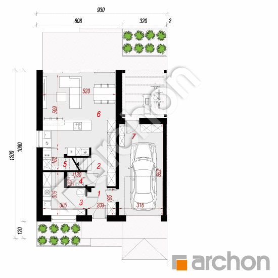 Проект дома ARCHON+ Дом в мускатах 2 (Б) План першого поверху