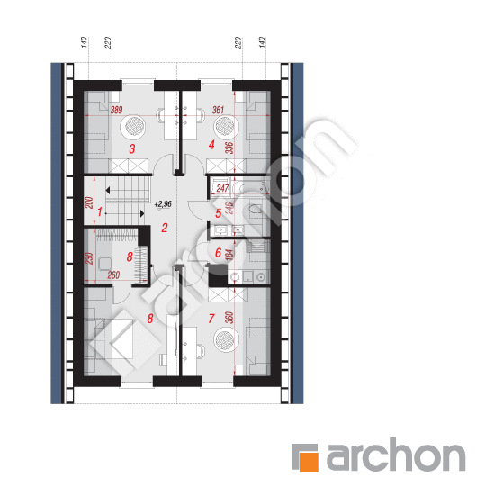 Проект будинку ARCHON+ Будинок в арлетах 2  План мансандри