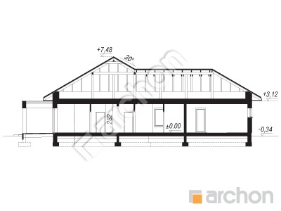 Проєкт будинку ARCHON+ Будинок в підсніжниках 8 (Г2) Розріз будинку