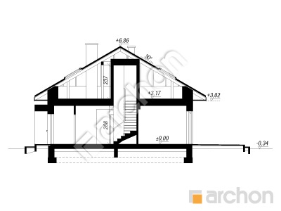 Проект дома ARCHON+ Дом под красной рябиной 12 (Н) Розріз будинку