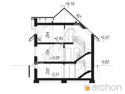Проект дома ARCHON+ Дом в деванне 2 (П) вер.3 Розріз будинку
