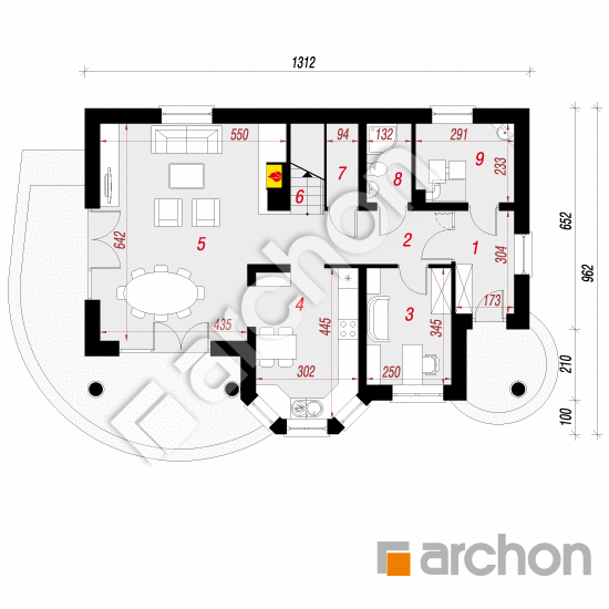 Проект будинку ARCHON+ Будинок в майорані 2 вер.2 План першого поверху
