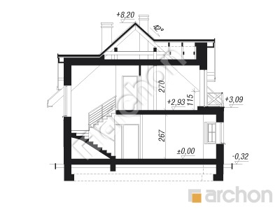 Проект дома ARCHON+ Дом в майоране 2 вер.2 Розріз будинку