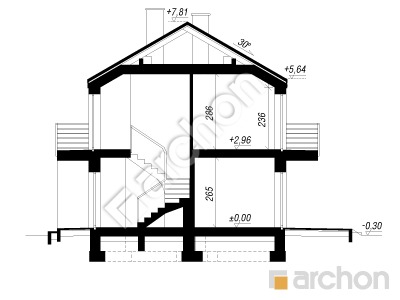 Проєкт будинку ARCHON+ Будинок в халезіях (Р2Б) вер.3 Розріз будинку