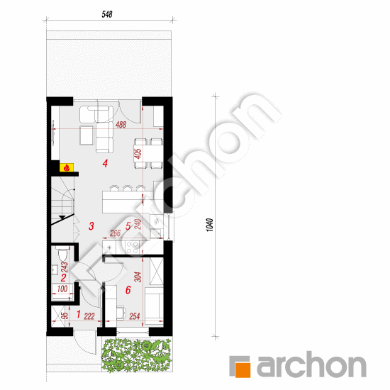 Проект дома ARCHON+ Дом в ривиях (Б) План першого поверху