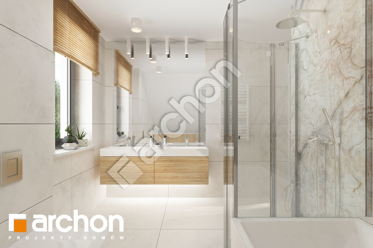 Проект будинку ARCHON+ Будинок в хлорофітумі (Т) візуалізація ванни (візуалізація 3 від 2)