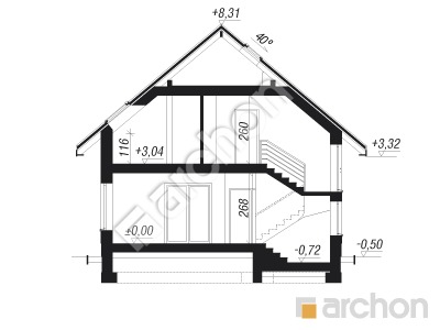 Проект дома ARCHON+ Дом в рододендронах 21 (НТ) Розріз будинку