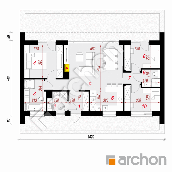 Проект дома ARCHON+ Дом в акебиях 7 План першого поверху