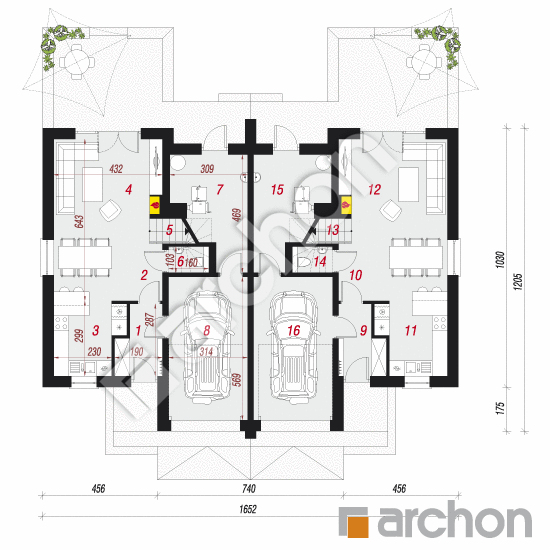 Проект дома ARCHON+ Дом под агавами 2 (Р2) План першого поверху