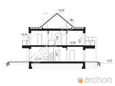 Проект дома ARCHON+ Дом под агавами 2 (Р2) Розріз будинку