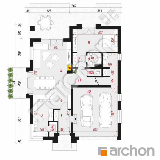 Проект будинку ARCHON+ Будинок в хебе 2 вер.2 План першого поверху