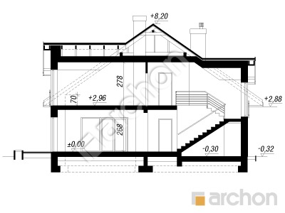 Проект дома ARCHON+ Дом в хебе 2 вер.2 Розріз будинку