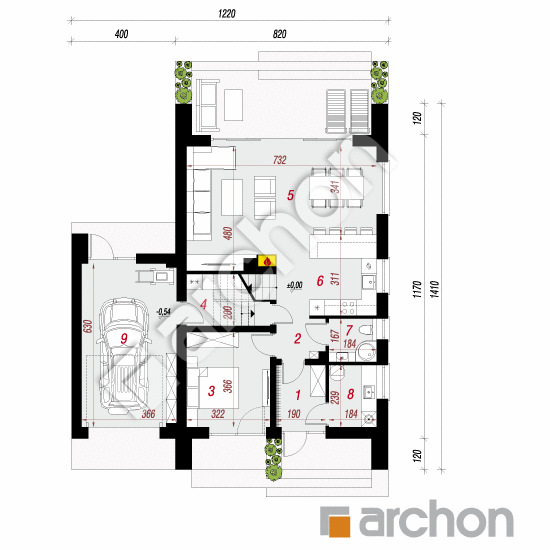 Проект дома ARCHON+ Дом в папаверах 2 (А) План першого поверху