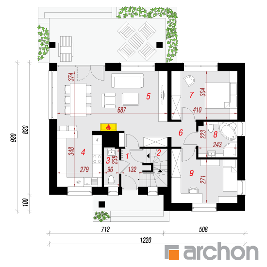 Проект будинку ARCHON+ Будинок під липкою 2 (П) План першого поверху