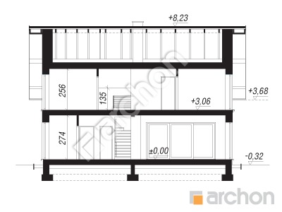 Проєкт будинку ARCHON+ Будинок в сверціях 2 (Е) Розріз будинку