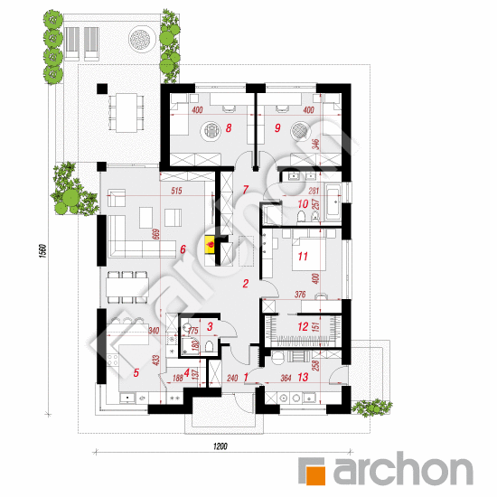 Проект дома ARCHON+ Дом в ренклодах 20 План першого поверху