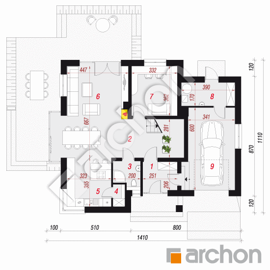 Проект будинку ARCHON+ Будинок в чорнушці 2 вер.2 План першого поверху