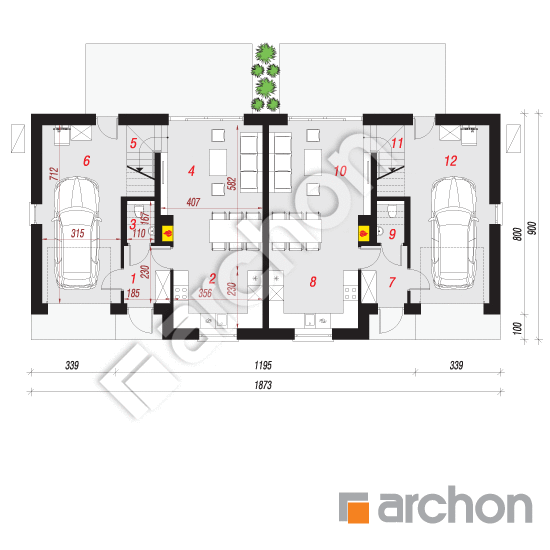 Проект будинку ARCHON+ Будинок в полині 2 (Р2) ВДЕ План першого поверху