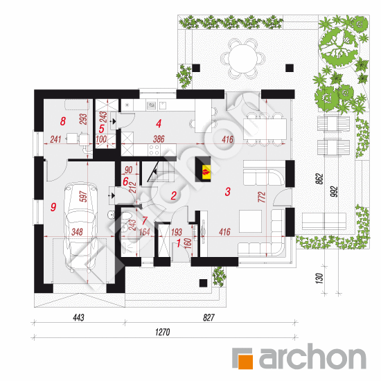 Проект будинку ARCHON+ Будинок в айдаредах (A) План першого поверху