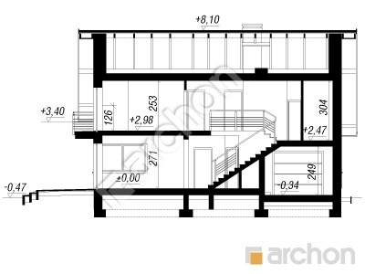 Проєкт будинку ARCHON+ Будинок в айдаредах (A) Розріз будинку