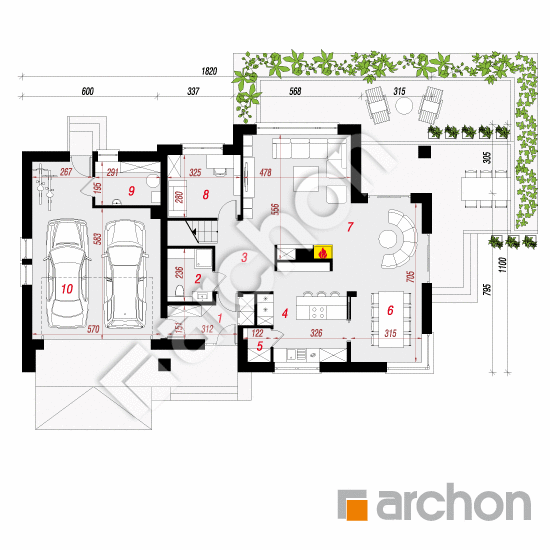 Проект будинку ARCHON+ Будинок в каннах (Т) План першого поверху