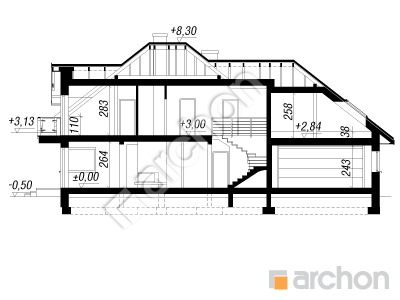 Проєкт будинку ARCHON+ Будинок в каннах (Т) Розріз будинку